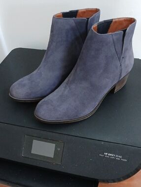 Lucky Brand Denim Blue Suede Slip-In Ankle Boot